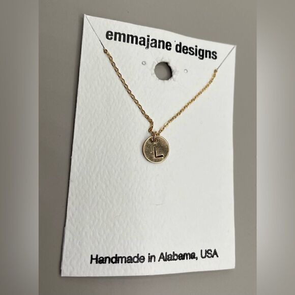 “L” NEW Monogram Initial Letter Gold Tone Necklace & Charm NWT - Picture 2 of 8